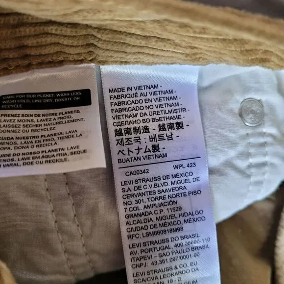 Levis Womens Low Pro Corduroy Jeans Pants Size 31 by 30 Brown Tan Straight Nwt - Picture 3 of 10